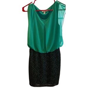 Cocktail Dress Womens Medium Teal Black Excellent Sequin Mini GOOD CONDITION